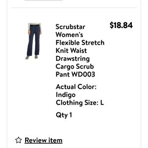 Scrubstar brand premium scrub pants, women's sz Large, NWT, Indigo color